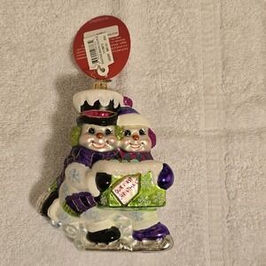 New Radko 1018873 Skating Snowman Couple Our First Christmas Ornament